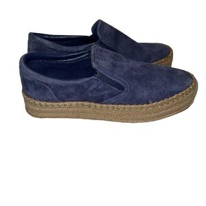 Tretorn Shoes 6.5 Blue Suede Slip On Braided Jute Cushioned